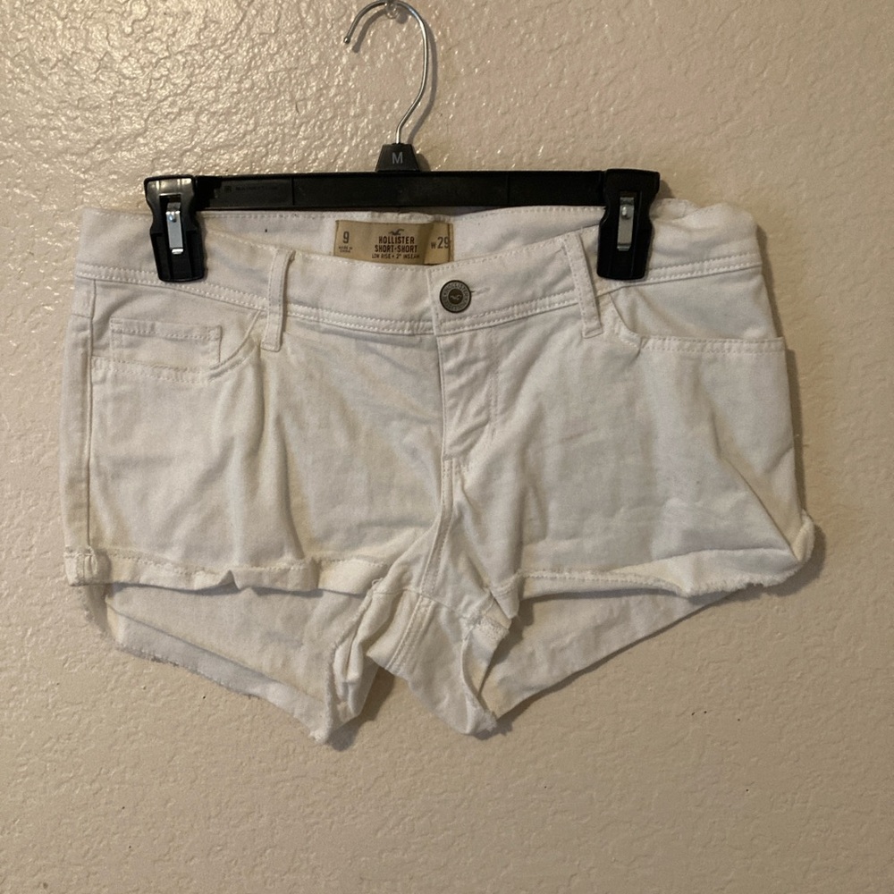 Hollister White Jean Shorts with Cuffed Hem size 29